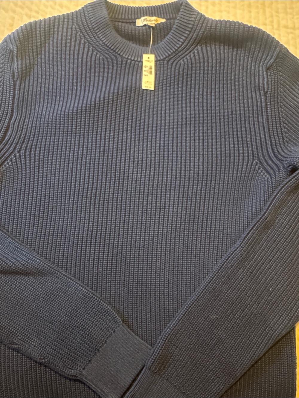 Madewell Men’s Navy Crewneck Textured Knit Sweater